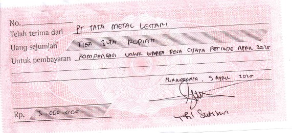 TML - Pemberian kompensasi kepada warga desa cijaya periode April 2025